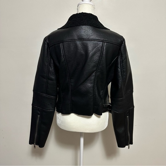 Coalition LA Vegan Leather Faux Fur Lined Moto Jacket - Picture 4 of 6